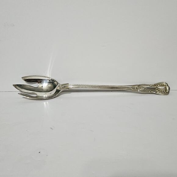 FB Rogers Silverplate Kings Pierced Salad Serving Spoon Italy 13" - Picture 1 of 4